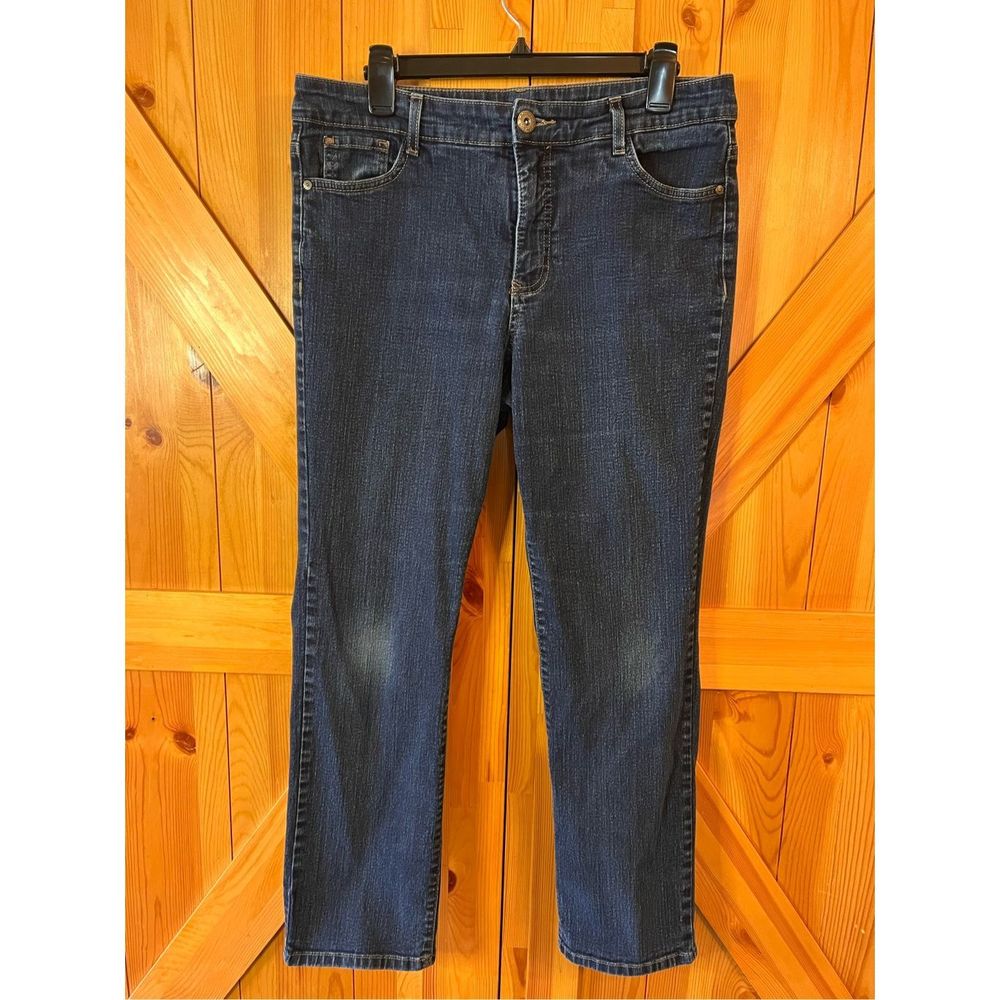 Bandolino Jeans Women's Caroline Slim Straight Stretch Denim Blue Sz 14 (1824)